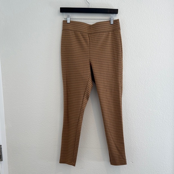 LOFT Pants - Loft - Windowpane Print Ponte Pants - Tan and Black - Size S